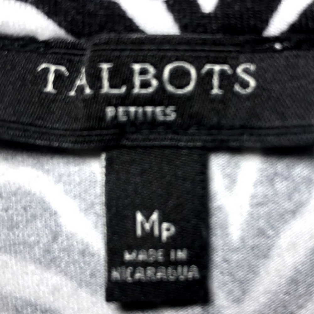 Talbots Black and White Zebra Scoop Neck Short Sleeve Top Women’s Size Petite M - Picture 4 of 11